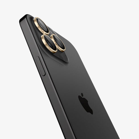 AGL07163 - iPhone 15 Pro / 15 Pro Max Optik Pro Lens Protector in natural titanium showing the device